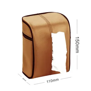 Caja de pañuelos para coche cuero PU marron bolsa colgante accesorios de interior de auto