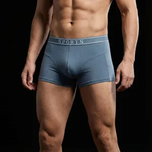 Calzoncillos bóxer de algodón transpirable para hombre gris con cintura deportiva