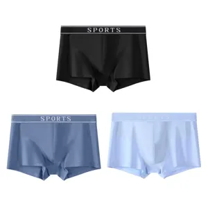 Boxers en Coton Peigné pour Hommes 40S Respirant Antibactérien Couleur Unie Ceinture de Sport Sous-Vêtements Bas
