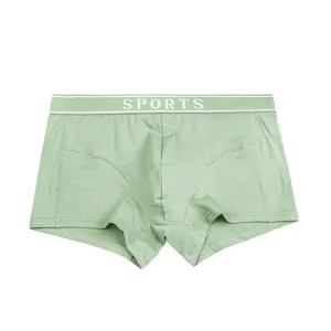 Calzoncillos bóxer transpirables de algodón para hombre, ropa interior deportiva verde.
