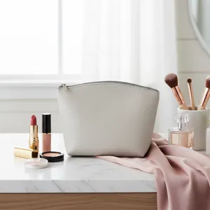 Bolsa de Maquillaje de Cuero PU para Mujer Forma de Dumpling Neceser de Viaje Bolsa de Almacenamiento Cremallera