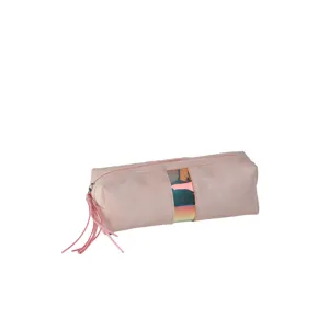 PU Leather Cosmetic Bag Portable Travel Makeup Pouch Minimalist Solid Color Stitching Zipper Toiletry Bag For Women Men