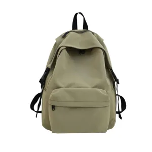 Nylon einfarbiger lässiger Rucksack für Studenten, leichter täglicher Campus Daypack in Khaki.