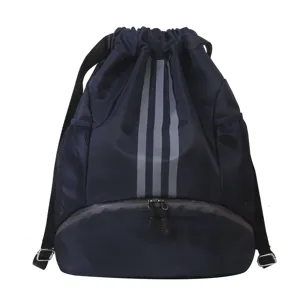 Große Kapazität Kordelzug Rucksack Reflektierende Streifen Sport Gym Tasche Nylon Reise Rucksack Mit Schuhfach Für Damen Herren