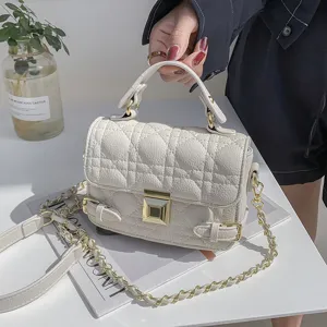 Women Quilted Chain Crossbody Bag Elegant PU Leather Small Square Handbag Fashion Shoulder Bag For Daily Party