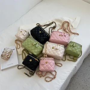Quilted chain vanity bag for women, stylish crossbody shoulder bag with multi colors.