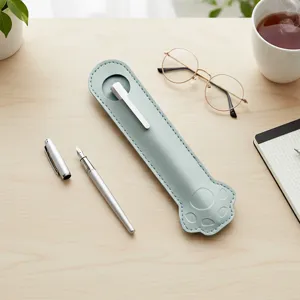 Creative Animal Paw Shape PU Leather Pen Sleeve Cute Student Portable Single Pen Bag Office School Stationery Accessory