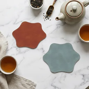 PU Lederen Zeshoekige Onderzetter Waterdichte Tafelonderzetter Creatieve Geometrische Eettafel Mat Hittebestendige Huisdecoratie