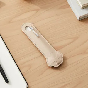 Cute paw shaped PU leather single pen sleeve creative stationery pencil pouch holder for students.