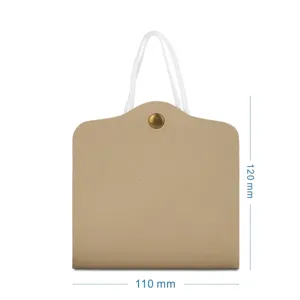Portable PU leather mask storage pouch with lanyard and snap button, 110x120mm compact size.