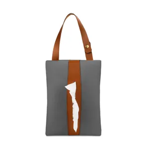 Soportes para Pañuelos de Coche de Cuero PU Parasol Colgante Reposabrazos Asiento Trasero Bolsa de Pañuelos Organizador Impermeable