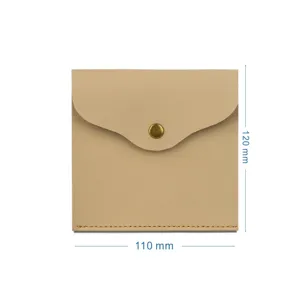 Bolsa de almacenamiento portátil de cuero para mascarillas con botón de presión organizador