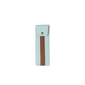 Estuche Protector de Cuero Minimalista para Pluma Estilográfica Bolsa de Almacenamiento Soporte para Bolígrafo de Negocios con Broche Metálico