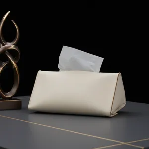 Scatola di fazzoletti in carta di pelle per auto e casa, porta fazzoletti triangolare moderno, elegante.