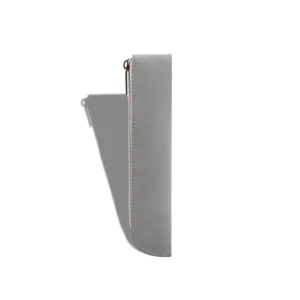 Estuche para lápices de cuero PU esmerilado gris con cremallera cartuchera estilo vintage