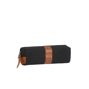 Astuccio Minimalista in Tela Grande Capienza Borsa di Conservazione per Cancelleria Custodia per Penne in Tessuto Resistente Con Finitura in Pelle Per Studenti