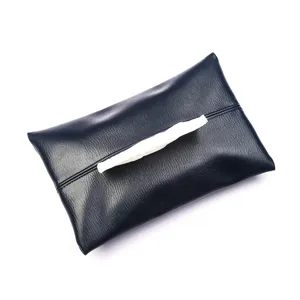 Soporte de Pañuelos para Coche de Cuero PU Bolsita Colgante para Asiento Trasero Textura Plisada Organizador de Visera Accesorios Interiores