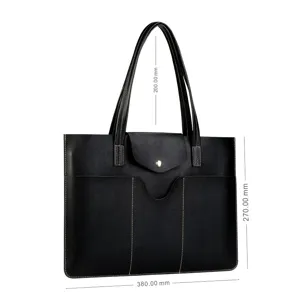 Business Laptop Handbag Waterproof PU Leather Briefcase For 14 Inch Tablet Computer Lightweight Commute Work Bag