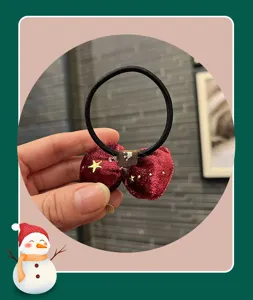 Weihnachten Samt Haargummi Schleife Haarzubehör für süße Kinder Mädchen Winter Kopfschmuck