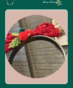 Christmas sequin bow headband kids holiday hair accessory festive red green decor.