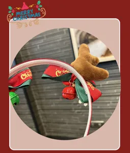 Christmas reindeer headband with bells and bow festive hair hoop holiday accessories for women