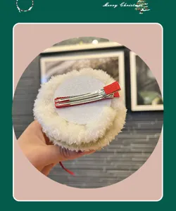 Christmas plush hair clip for women and girls, cute winter hair accessories for holiday photo.
