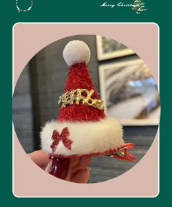 Bonita horquilla de sombrero de Navidad para niños rojo felpa accesorios de fiesta.