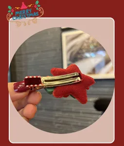Weihnachten roter Stern Haarklammer Kinder Haarschmuck süße Feiertag Haarspange Detailbild