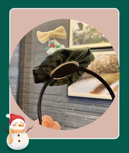 Christmas velvet headband cute bow hat hair hoop holiday party hair accessories for kids