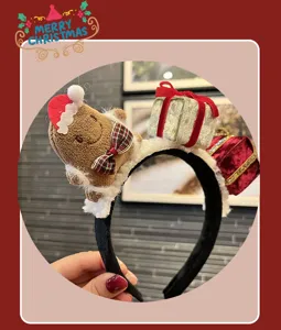 Christmas gingerbread man headband plush holiday party hair hoop gift hair accessories