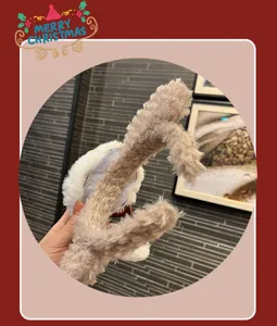 Plush rabbit ears headband cute fuzzy hair hoop sweet winter hair accessories for women