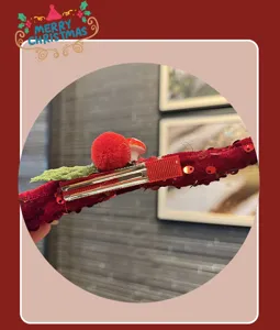 Kids Christmas hair clip red sequin hairpin cute holiday hair accessory for girls