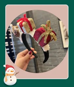 Christmas gift box headband holiday festival party hair hoop cute children hair accessory