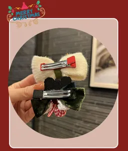 Christmas bow hair clips cute pompom hair accessories for kids holiday festive headwear new