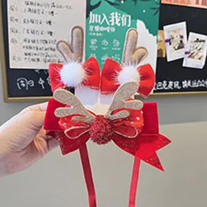 Weihnachts Hirschgeweih Haarspange süße rote Schleife Haarschmuck für Mädchen Kinder Party.