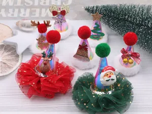 Weihnachtshaarspangen Laser blinkende Mütze süße DIY Zubehör Kinder festliche Party Deko Artikel