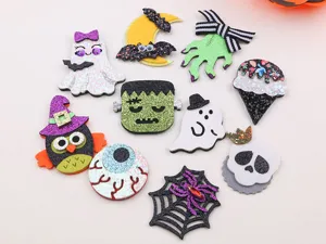 Halloween Filz Aufnäher Set, lustige Geist Fledermaus Totenkopf DIY Haarschmuck Party.