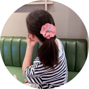 Lindo coletero de tela con flor estilo japonés chica coleta accesorio para el pelo.