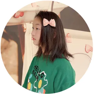 Pince à cheveux nœud en tissu rose à pois mignon accessoire de cheveux enfant style printemps