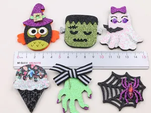 Halloween Glitzer Filz Patches DIY Accessoires gruselige Geist Eule Monster Applikationen Haar