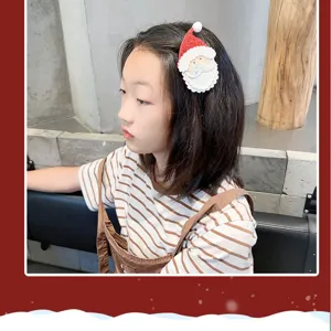 Kids Christmas Santa hair clip, festive glitter felt hair accessory for girls party wear.