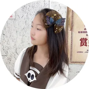 Molla per capelli Halloween bambina dolce fiocco nero ali pipistrello brillantini festa accessori