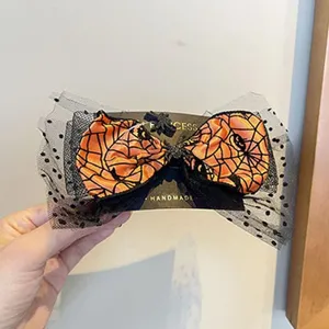 Molla per capelli di Halloween per ragazze fiocco nero accessorio festa copricapo