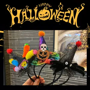 Halloween witch hat headband pumpkin skull hair hoop party costume hair accessories