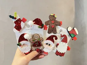 Weihnachtshaarspangen für Kinder, niedlicher Weihnachtsmann Lebkuchen Clip Haaraccessoires.