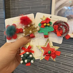 Süße Weihnachtsbaum Schleife Stoff Haarschnitt Für Kleinkind Mädchen Kinder Handgefertigt Cartoon Urlaub Haarnadel Prinzessin Kopfschmuck Zubehör