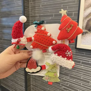 Süße Weihnachten Haarspangen Für Kinder Mädchen Cartoon Weihnachtsbaum Weihnachtsmann Schleife Seitenclips Fest Handgefertigt Haarschmuck Geschenk