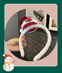 Christmas Santa hat headband plush hair hoop cute holiday party hair accessories for kids
