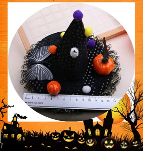 Halloween witch hat headband with pumpkin and butterfly for holiday party dress-up costume.