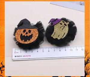 Halloween Haarnadeln Set süße Kürbis Geist Haarspange schwarzes Netz Kinder Kopfbedeckung